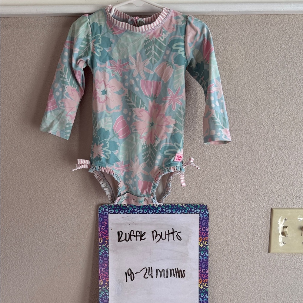 Ruffle Butts Floral One Piece - Pink and Blue